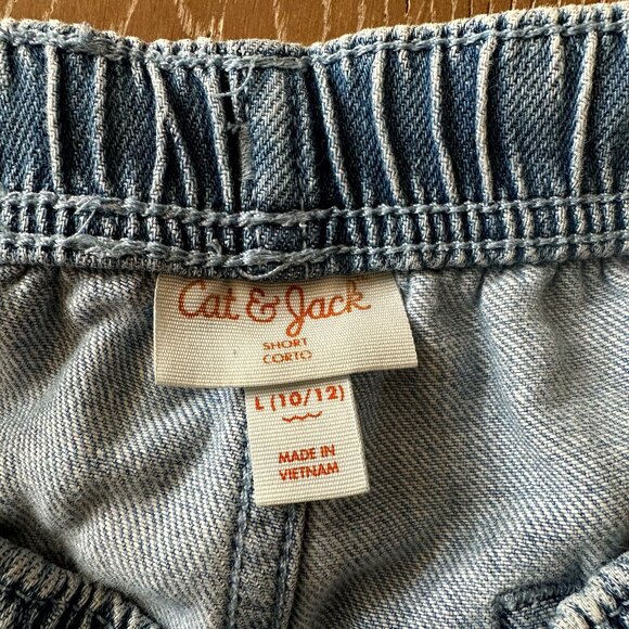 Girl's Cat & Jack Medium Wash High Rise Utility Denim Shorts size L 10-12 - Picture 3 of 4